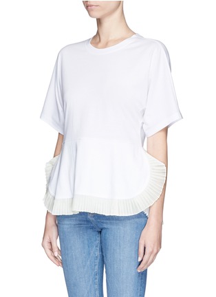 Front View - Click To Enlarge - CHLOÉ - Chiffon pleat hem cotton T-shirt