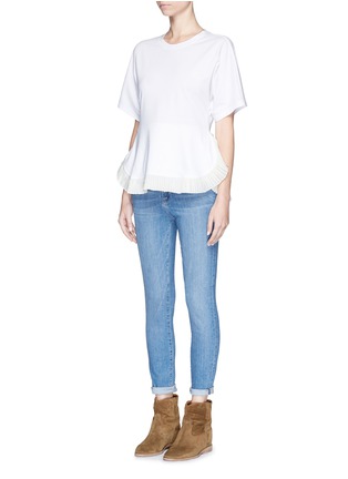 Figure View - Click To Enlarge - CHLOÉ - Chiffon pleat hem cotton T-shirt