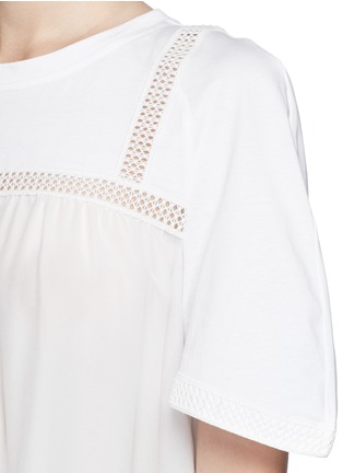 Detail View - Click To Enlarge - CHLOÉ - Silk lace harness cotton T-shirt