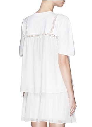 Back View - Click To Enlarge - CHLOÉ - Silk lace harness cotton T-shirt
