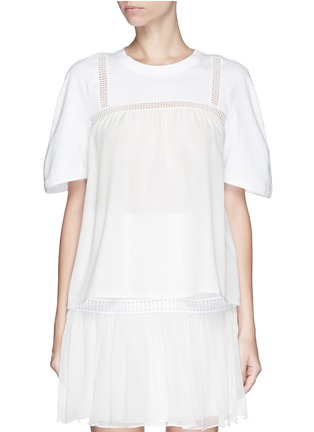 Main View - Click To Enlarge - CHLOÉ - Silk lace harness cotton T-shirt