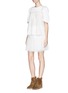 Figure View - Click To Enlarge - CHLOÉ - Silk lace harness cotton T-shirt