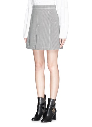 Front View - Click To Enlarge - CHLOÉ - Houndstooth wool pleat mini skirt