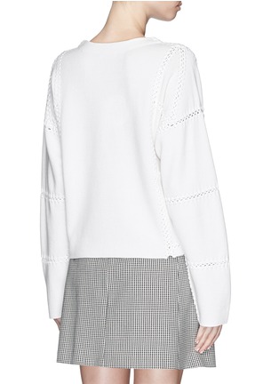 Back View - Click To Enlarge - CHLOÉ - Criss-cross blanket stitch cotton cashmere sweater