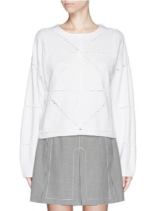Main View - Click To Enlarge - CHLOÉ - Criss-cross blanket stitch cotton cashmere sweater