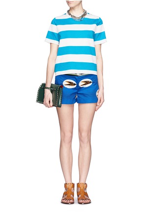 Figure View - Click To Enlarge - STELLA JEAN - Rugby stripe short-sleeve sweater