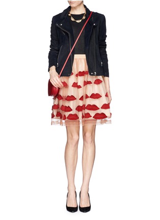 Figure View - Click To Enlarge - ALICE & OLIVIA - 'Pout' lip appliqué skirt