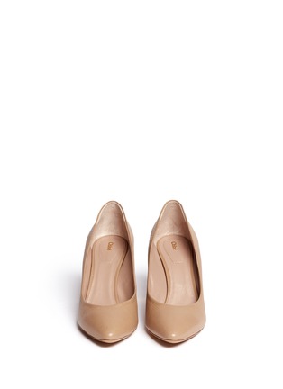 Figure View - Click To Enlarge - CHLOÉ - Metal plate heel leather pumps