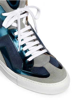Detail View - Click To Enlarge - MM6 MAISON MARGIELA - Metallic leather mesh sneakers