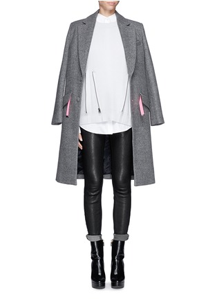 Figure View - Click To Enlarge - OPENING CEREMONY - Double zip contrast rib wool sweater