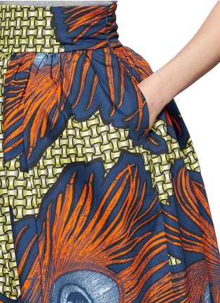 Detail View - Click To Enlarge - STELLA JEAN - 'Irma' abstract peacock feather print structured skirt