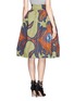 Back View - Click To Enlarge - STELLA JEAN - 'Irma' abstract peacock feather print structured skirt