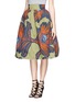 Front View - Click To Enlarge - STELLA JEAN - 'Irma' abstract peacock feather print structured skirt