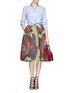 Figure View - Click To Enlarge - STELLA JEAN - 'Irma' abstract peacock feather print structured skirt