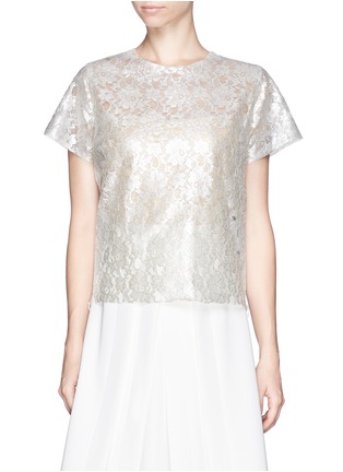 Main View - Click To Enlarge - MS MIN - Metallic floral lace top