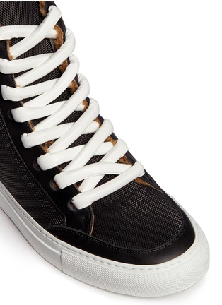 Detail View - Click To Enlarge - MM6 MAISON MARGIELA - Micro diamond perforation panel shearling leather sneakers