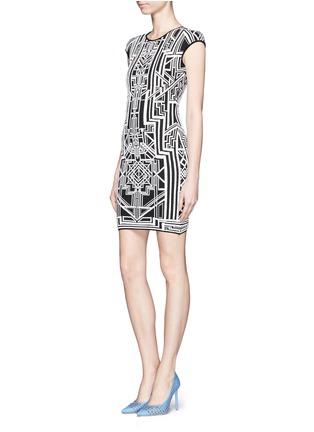 Figure View - Click To Enlarge - RVN - 'Tron' 3D jacquard body-con dress