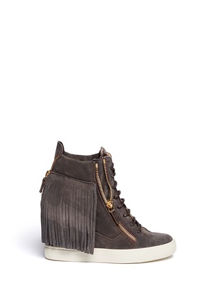 Main View - Click To Enlarge - 73426 - Lorenz fringe suede wedge sneakers
