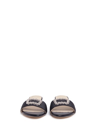 Front View - Click To Enlarge - PEDDER RED - Strass pavé brooch slide sandals
