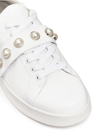 Detail View - Click To Enlarge - PEDDER RED - x Fleamadonna Faux pearl leather sneakers