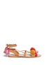 Main View - Click To Enlarge - PEDDER RED - Pompom ankle tie sandals