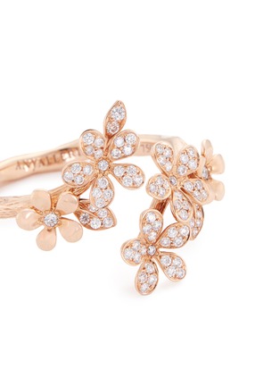 Detail View - Click To Enlarge - ANYALLERIE - 'Mini Flower' diamond 18k rose gold open ring