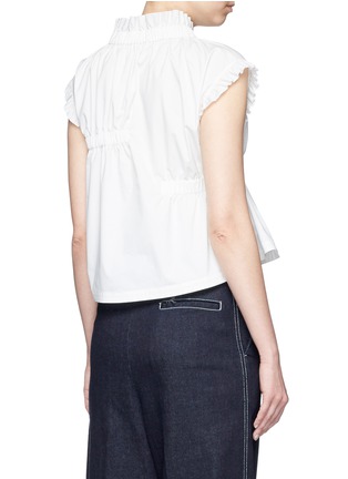 Back View - Click To Enlarge - ANGEL CHEN - Gathered ruffle sleeveless poplin top