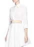 Front View - Click To Enlarge - ALAÏA - 'Voile Pastilles' broderie anglaise cropped drawstring shirt