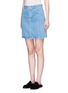 Front View - Click To Enlarge - CHLOÉ - Scalloped seam cotton denim skirt