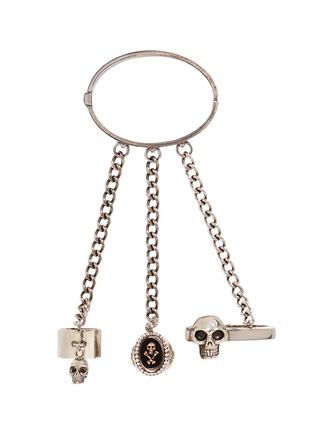 Main View - Click To Enlarge - ALEXANDER MCQUEEN - Skull ring chain bracelet