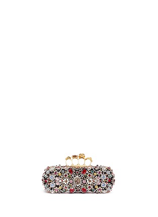 Main View - Click To Enlarge - ALEXANDER MCQUEEN - Swarovski crystal glass pearl satin knuckle clutch