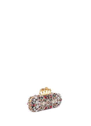 Figure View - Click To Enlarge - ALEXANDER MCQUEEN - Swarovski crystal glass pearl satin knuckle clutch