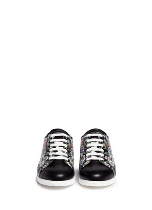 Front View - Click To Enlarge - ALEXANDER MCQUEEN - Floral print leather step-in sneakers