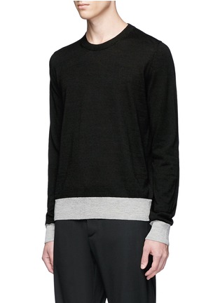 Front View - Click To Enlarge - MAISON MARGIELA - Leather elbow patch sweater