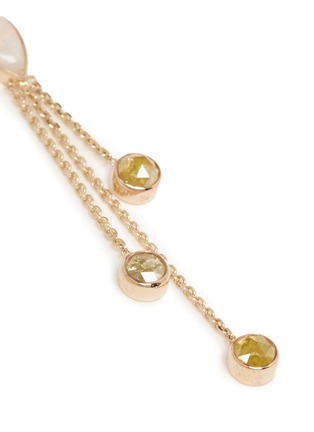 Detail View - Click To Enlarge - XIAO WANG - 'Gravity' diamond opal stone 14k yellow gold earrings