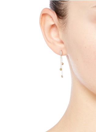 Figure View - Click To Enlarge - XIAO WANG - 'Gravity' diamond opal stone 14k yellow gold earrings