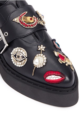 Detail View - Click To Enlarge - ALEXANDER MCQUEEN - Mixed Obsession charm leather monk strap shoes