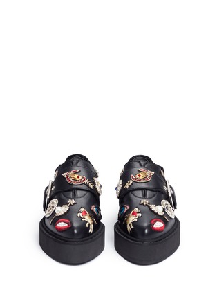 Front View - Click To Enlarge - ALEXANDER MCQUEEN - Mixed Obsession charm leather monk strap shoes