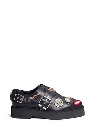Main View - Click To Enlarge - ALEXANDER MCQUEEN - Mixed Obsession charm leather monk strap shoes