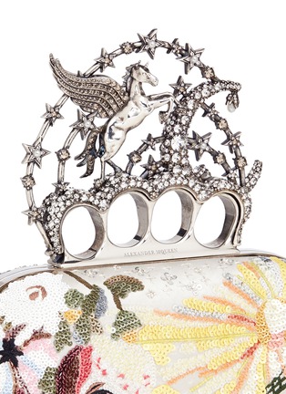 Detail View - Click To Enlarge - ALEXANDER MCQUEEN - 'Flying Unicorn Night Dream' sequin pavé satin knuckle clutch