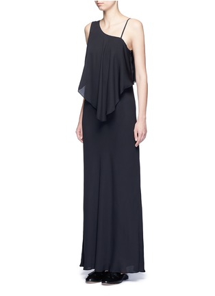Front View - Click To Enlarge - ELIZABETH AND JAMES - 'Ellie' one-shoulder ruffled front maxi dress