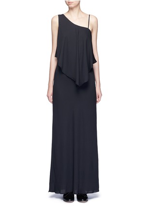 Main View - Click To Enlarge - ELIZABETH AND JAMES - 'Ellie' one-shoulder ruffled front maxi dress