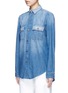 Front View - Click To Enlarge - CURRENT/ELLIOTT - 'The Whitney Prep' patchwork denim shirt