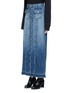 Front View - Click To Enlarge - CURRENT/ELLIOTT - 'The Sally' raw hem button denim skirt
