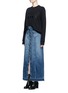 Figure View - Click To Enlarge - CURRENT/ELLIOTT - 'The Sally' raw hem button denim skirt