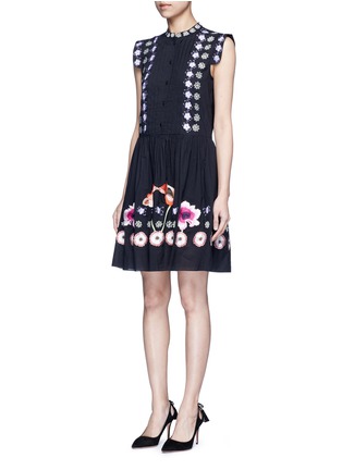 Figure View - Click To Enlarge - 68244 - 'Sylvie' floral embroidery cotton-silk dress