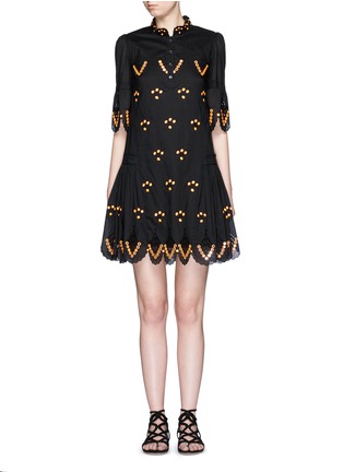 Main View - Click To Enlarge - 68244 - 'Hika' mirror embroidery scalloped dress