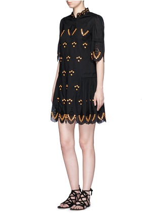 Figure View - Click To Enlarge - 68244 - 'Hika' mirror embroidery scalloped dress