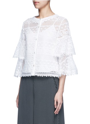 Front View - Click To Enlarge - 68244 - 'Desdemona' bell sleeve floral lace blouse