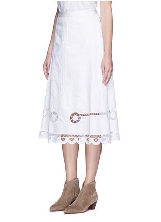 Front View - Click To Enlarge - 68244 - 'Midi Bellanca' folk embroidery skirt